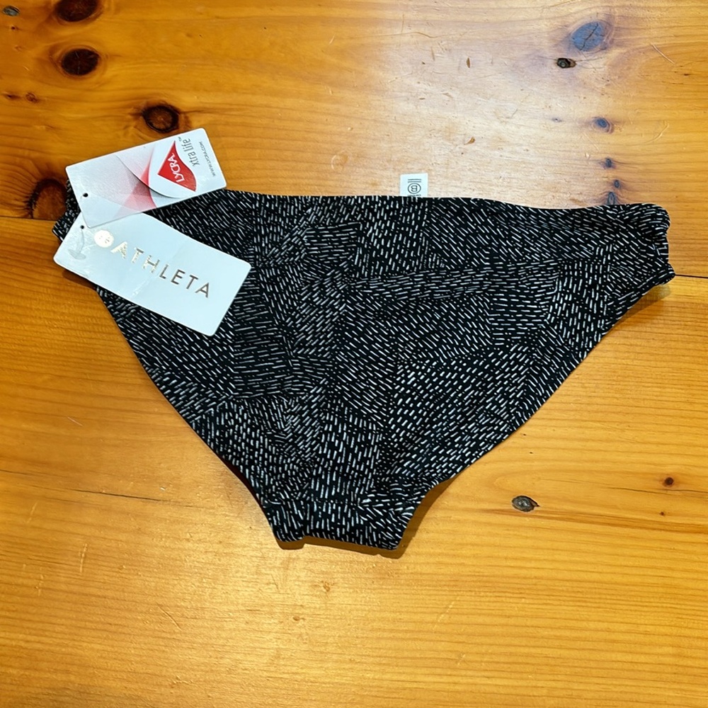 New! ATHLETA M Black Sands Mid Rise Bikini Bottoms